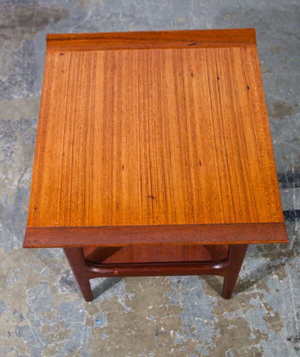 Mid Century Danish Modern Side Table End Nightstand Solid Teak Japanese Japan Square Cube Restored Refinished Denmark Sculpted Wood - Image 5