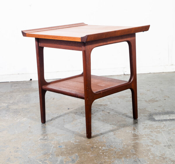 Mid Century Danish Modern Side Table End Nightstand Solid Teak Japanese Japan Square Cube Restored Refinished Denmark Sculpted Wood - Image 6