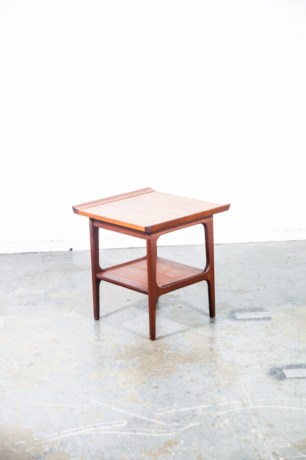 Mid Century Danish Modern Side Table End Nightstand Solid Teak Japanese Japan Square Cube Restored Refinished Denmark Sculpted Wood - Image 7