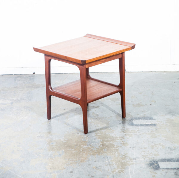 Mid Century Danish Modern Side Table End Nightstand Solid Teak Japanese Japan Square Cube Restored Refinished Denmark Sculpted Wood - Image 8