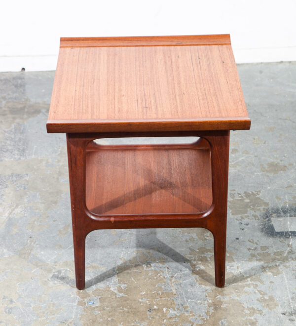 Mid Century Danish Modern Side Table End Nightstand Solid Teak Japanese Japan Square Cube Restored Refinished Denmark Sculpted Wood - Image 2