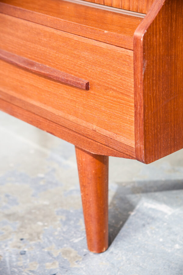Mid Century Danish Modern Hutch Credenza Compact Teak Drawers Small Denmark Mcm Vintage Bar Storage - Image 10