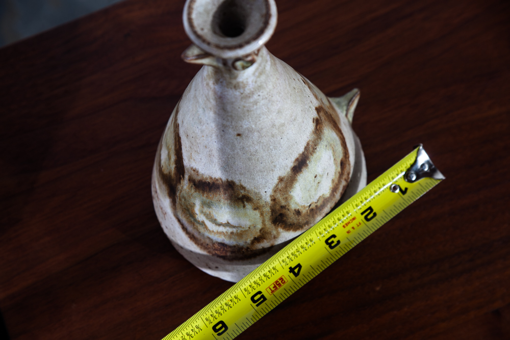 Mid Century Modern Weed Pot Ceramic Bird Signed Studio Pottery Vintage White Mcm Vase Brown - Image 11