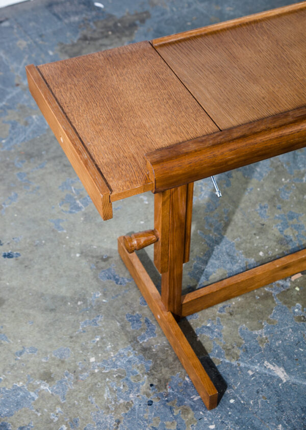 Mid Century Danish Modern Writing Desk Adjustable Solid Oak Denmark Drafting Table Levenger - Image 6