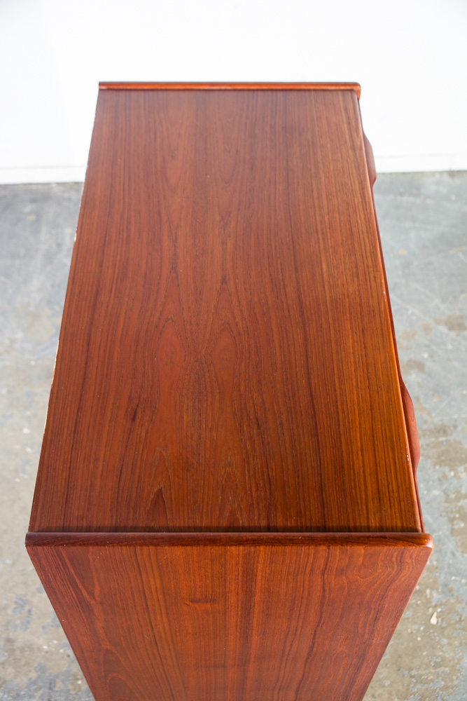 Mid Century Danish Modern Highboy Dresser 6 Drawer Solid Teak Oak Vintage Wood Compact Small Handles - Image 7