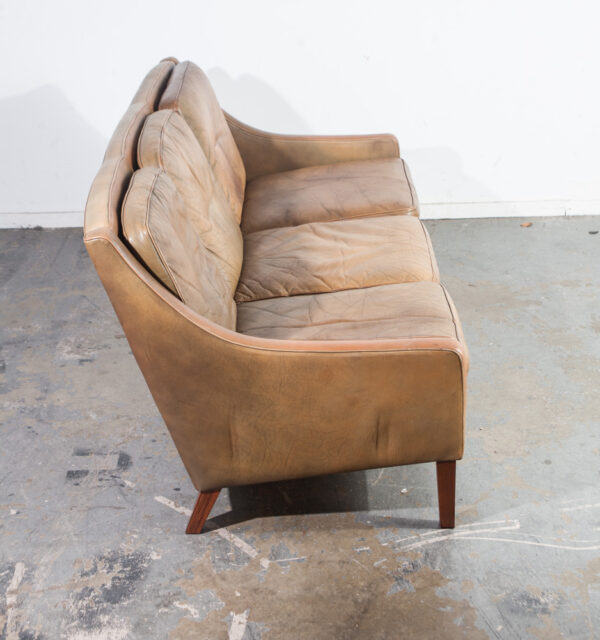 Mid Century Danish Modern Sofa Couch Leather Borge Mogensen Rosewood Denmark Mcm 3 Seater Vintage - Image 9