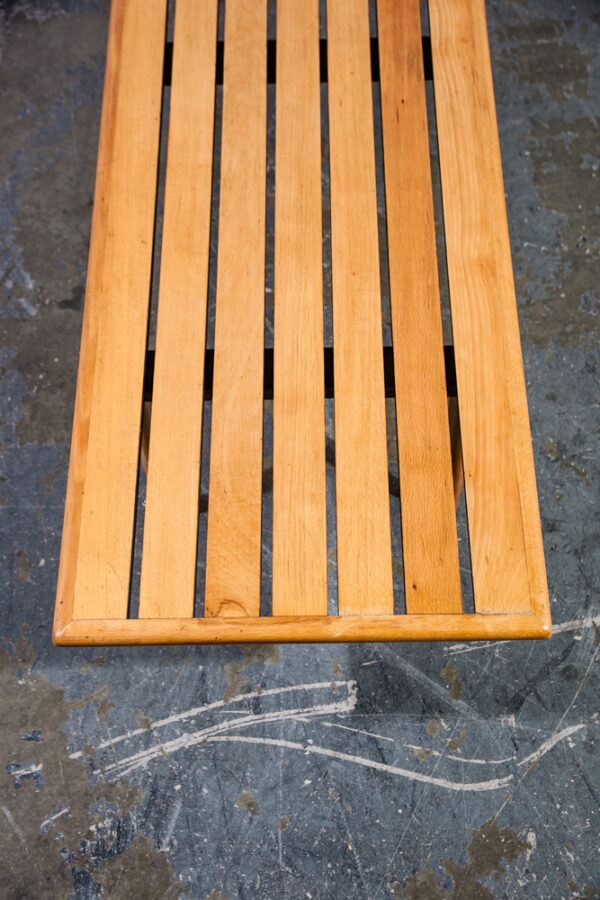 Mid Century Modern Slat Bench Coffee Table Adrian Pearsall Milo Baughman Vintage Light Wood Blonde - Image 4
