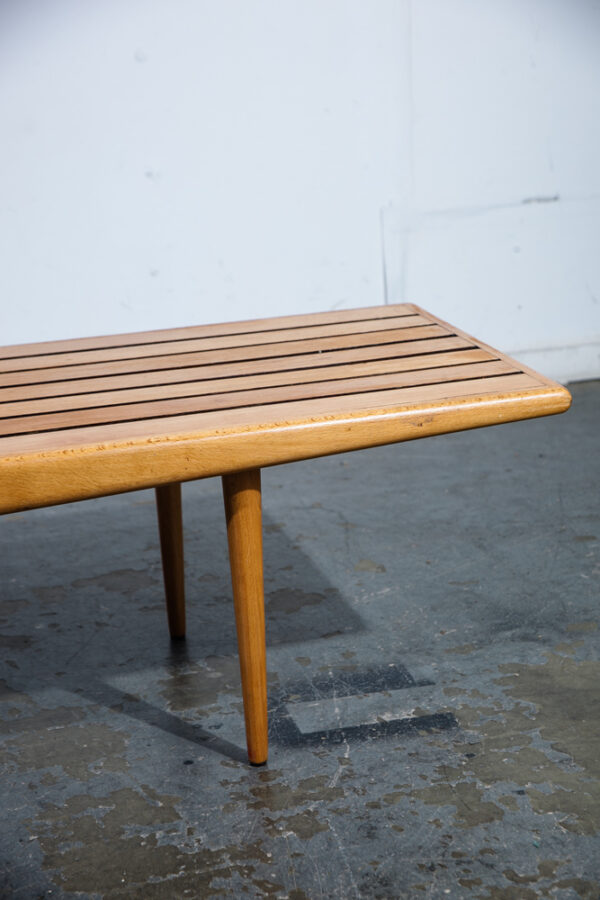 Mid Century Modern Slat Bench Coffee Table Adrian Pearsall Milo Baughman Vintage Light Wood Blonde - Image 7
