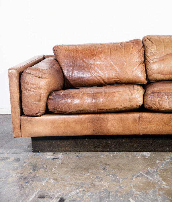 Mid Century Danish Modern Sofa Sectional  in Cognac Buffalo Leather Couch De Sede Tan - Image 12