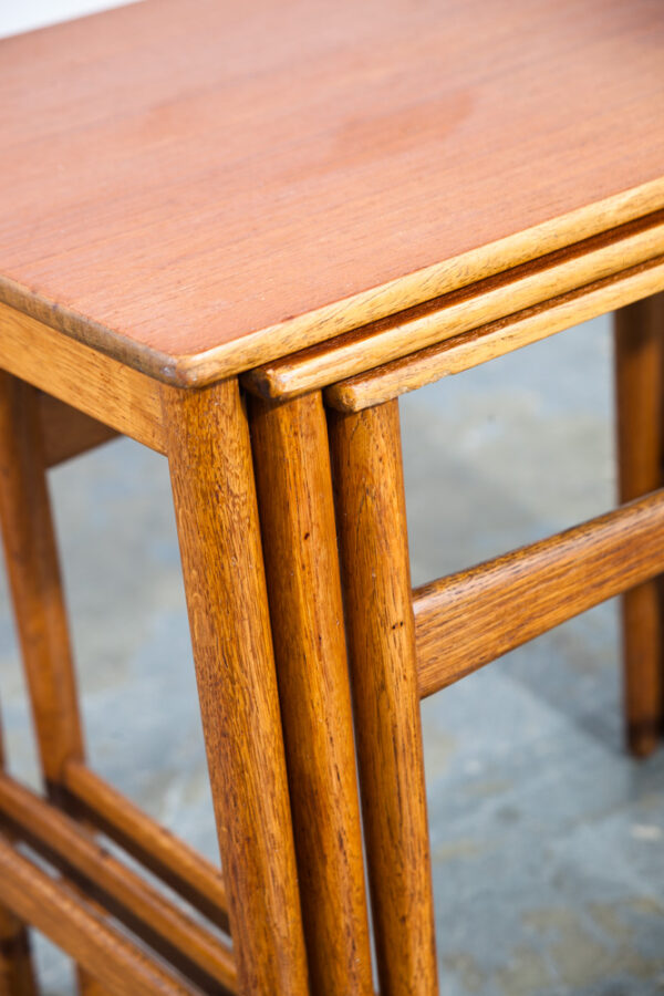 Mid Century Danish Modern Nesting Tables Hans Wegner Andreas Tuck Teak Oak Wood 3 Set Denmark Mobler Vintage - Image 10