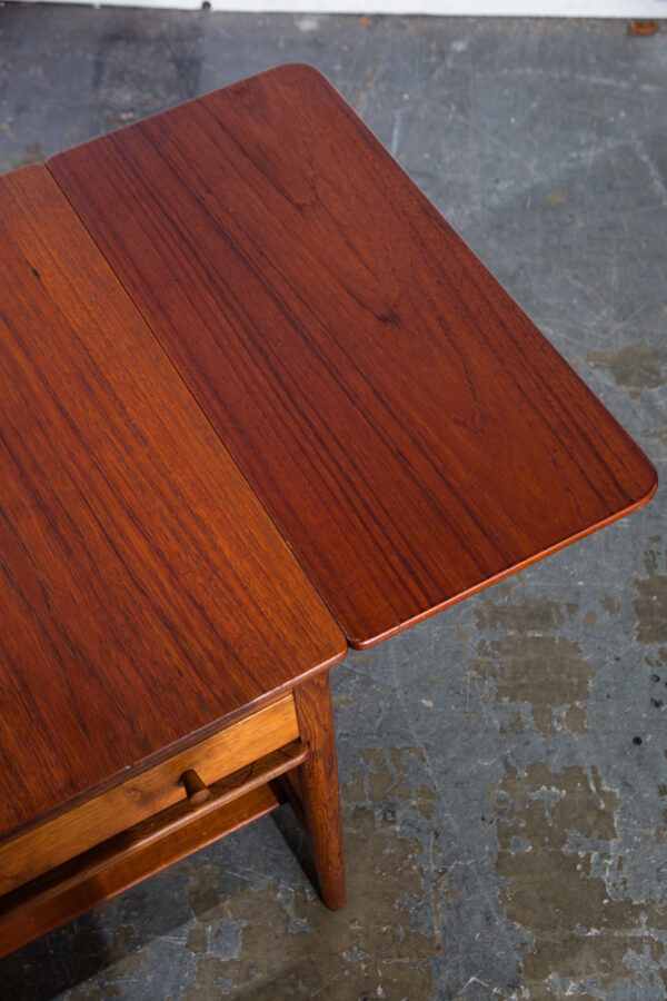 Mid Century Danish Modern Sewing Table Side Hans Wegner Adreas Tuck AT-33 Teak Oak Solid Wood Denmark Drop Leaf - Image 10