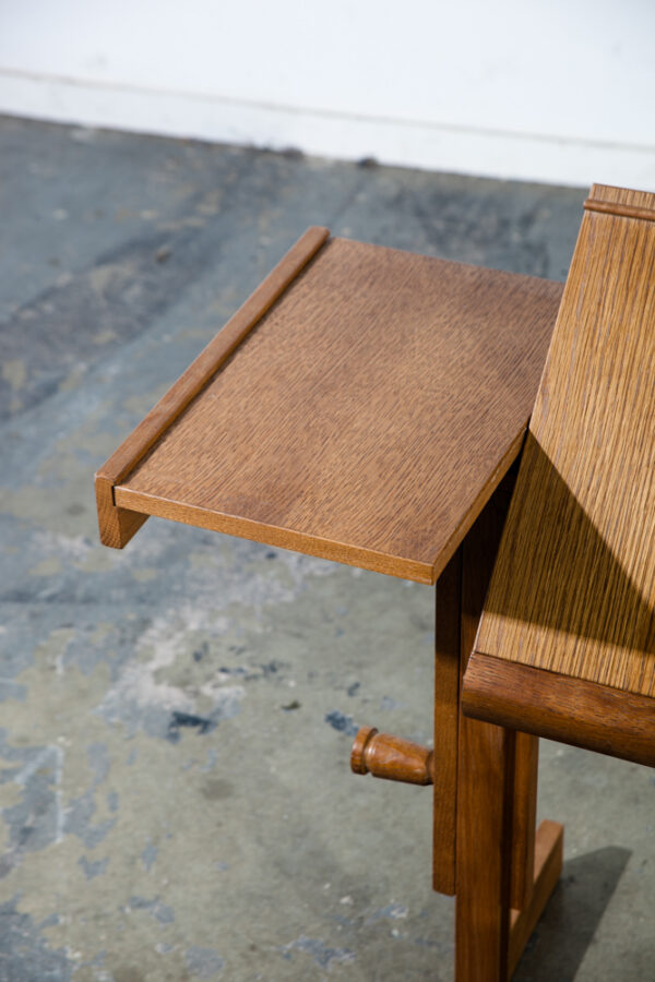 Mid Century Danish Modern Writing Desk Adjustable Solid Oak Denmark Drafting Table Levenger - Image 9