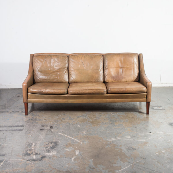 Mid Century Danish Modern Sofa Couch Leather Borge Mogensen Rosewood Denmark Mcm 3 Seater Vintage