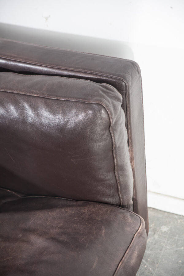 Mid Century Danish Modern Settee Sofa Set Pair Leather Niel Eilersen Black Dark Brown Denmark De Sede Vintage Two Matching Couch - Image 10