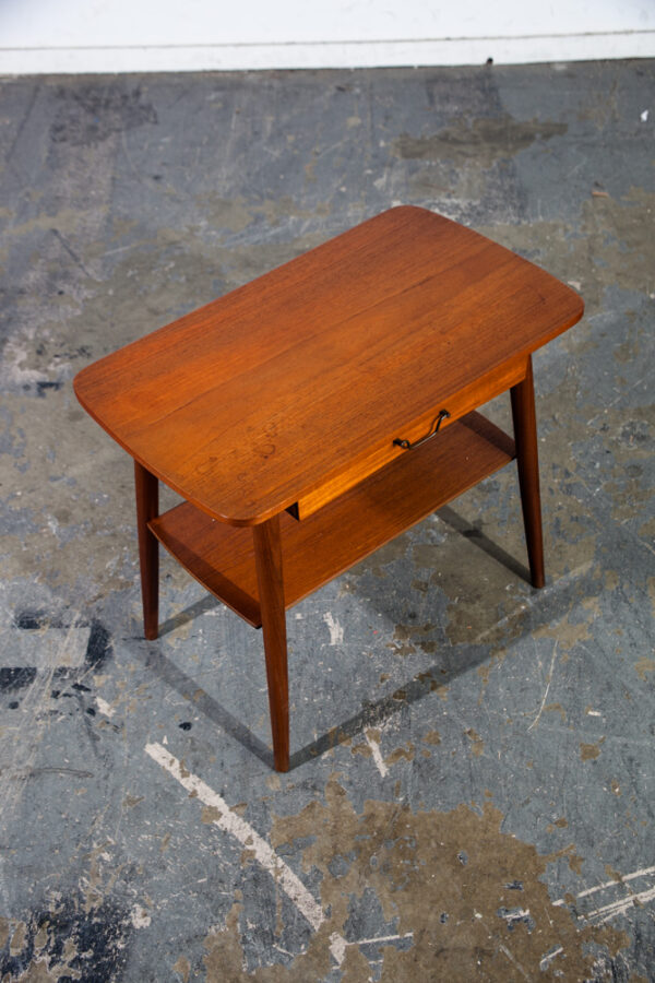 Mid Century Danish Modern Side Table End Nightstand Drawer Vintage Denmark Small Vintage Drawer Single - Image 8