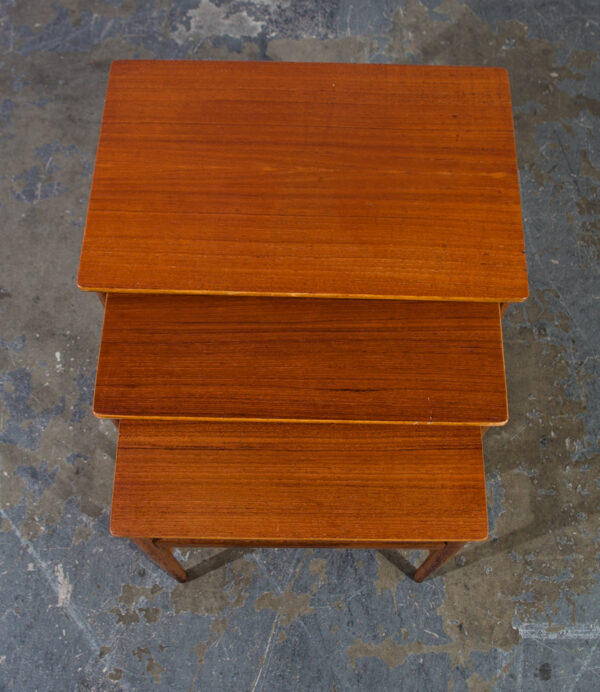 Mid Century Danish Modern Nesting Tables Hans Wegner Andreas Tuck Teak Oak Wood 3 Set Denmark Mobler Vintage - Image 4