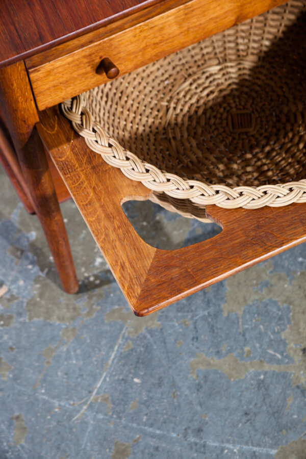 Mid Century Danish Modern Sewing Table Side Hans Wegner Adreas Tuck AT-33 Teak Oak Solid Wood Denmark Drop Leaf - Image 11