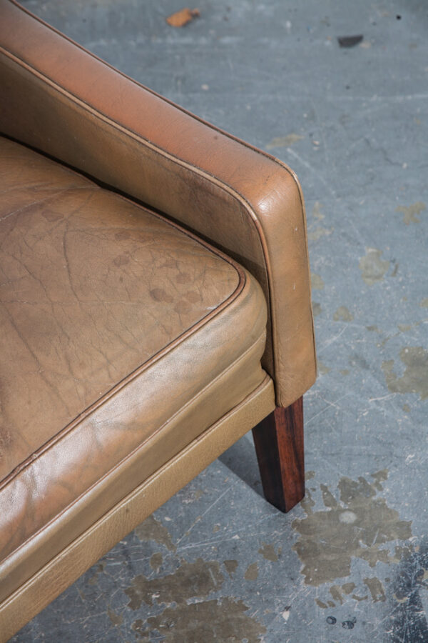 Mid Century Danish Modern Sofa Couch Leather Borge Mogensen Rosewood Denmark Mcm 3 Seater Vintage - Image 5