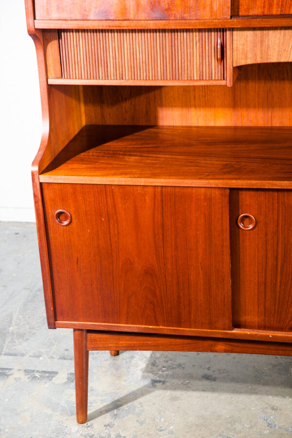 Mid Century Danish Modern Credenza Highboard Teak Oak Johannes Sorth Nexo Mobler Tambour Drawers Sliding Vintage - Image 10