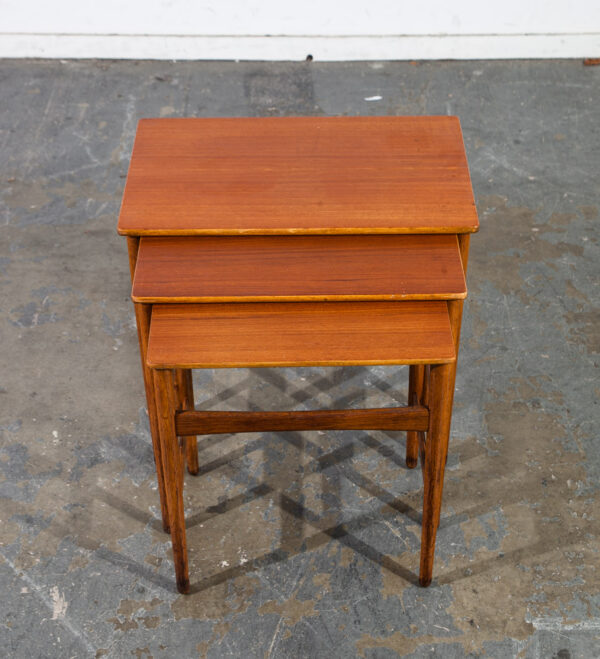 Mid Century Danish Modern Nesting Tables Hans Wegner Andreas Tuck Teak Oak Wood 3 Set Denmark Mobler Vintage - Image 5