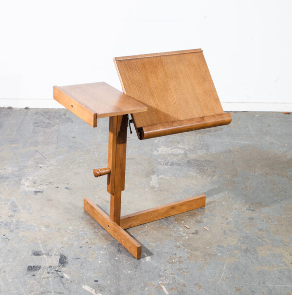 Mid Century Danish Modern Writing Desk Adjustable Solid Oak Denmark Drafting Table Levenger - Image 2
