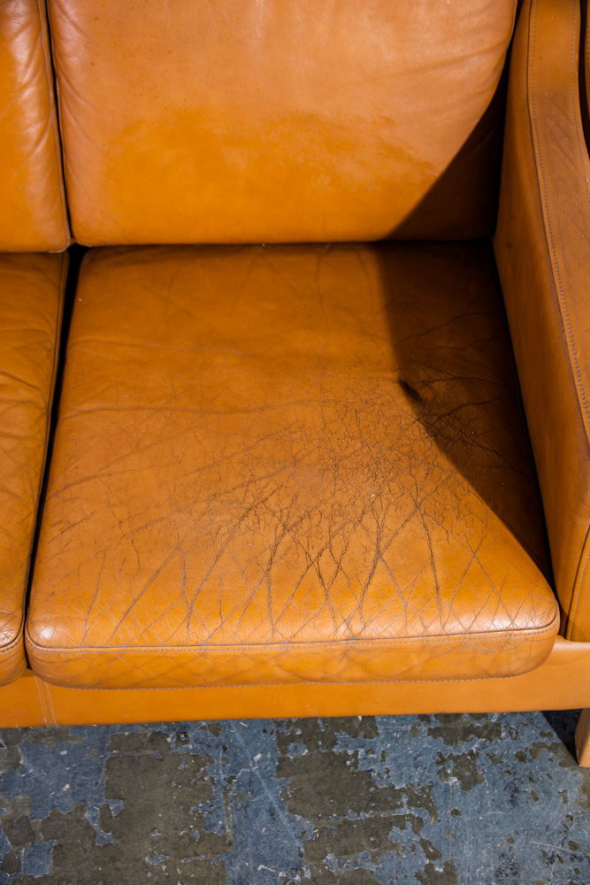 Mid Century Danish Modern Sofa Couch Borge Mogensen Caramel Tan 3 Seater Vintage Fredericia 2213 Cognac Denmark - Image 9