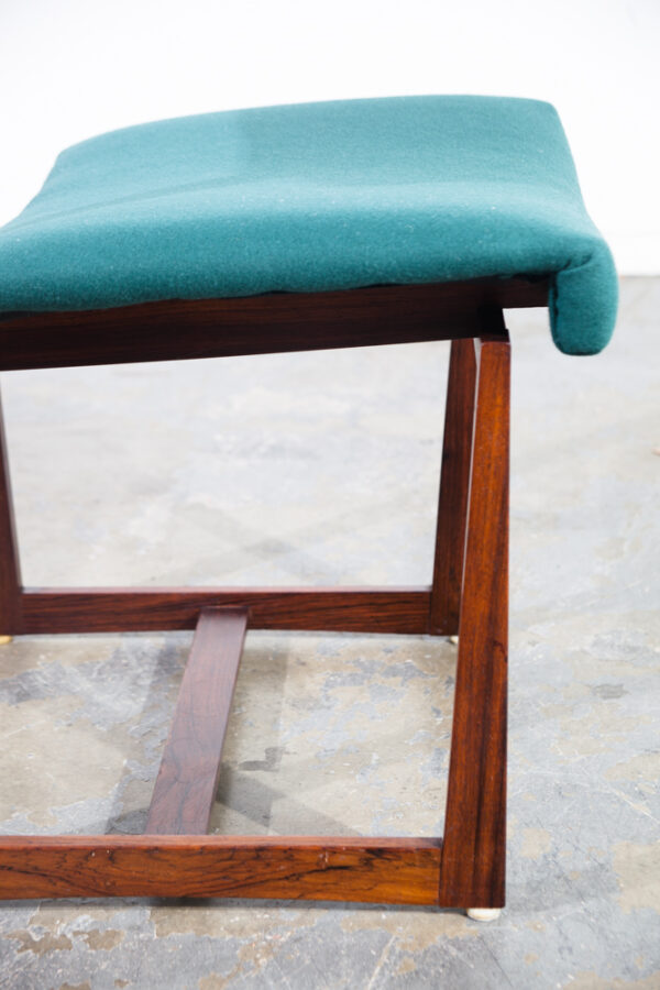 Mid Century Danish Modern Dining Chairs Set 4 Dutch Brazilian Rosewood Wood Floating Seats Green Vintage Re-upholstered - Image 5