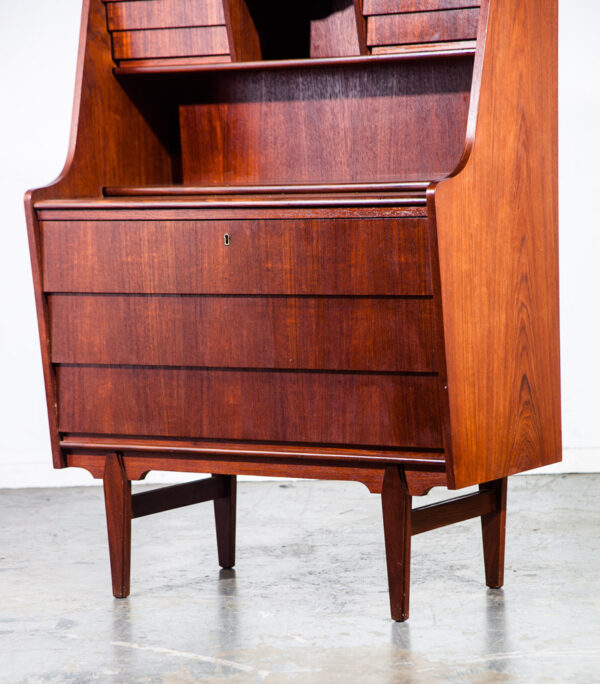 Mid Century Danish Modern Secretary Desk Bureau Denmark Vintage Drawers Vanity Writing Cabinet Dresser Highboy - Image 5