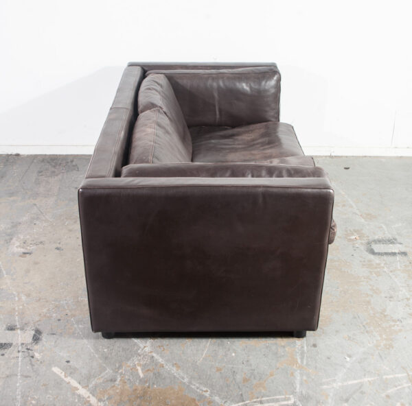 Mid Century Danish Modern Settee Sofa Set Pair Leather Niel Eilersen Black Dark Brown Denmark De Sede Vintage Two Matching Couch - Image 3