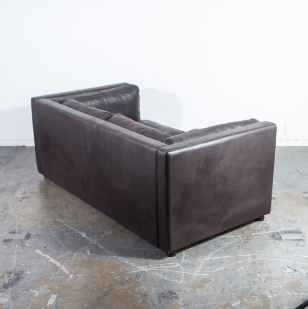 Mid Century Danish Modern Settee Sofa Set Pair Leather Niel Eilersen Black Dark Brown Denmark De Sede Vintage Two Matching Couch - Image 5