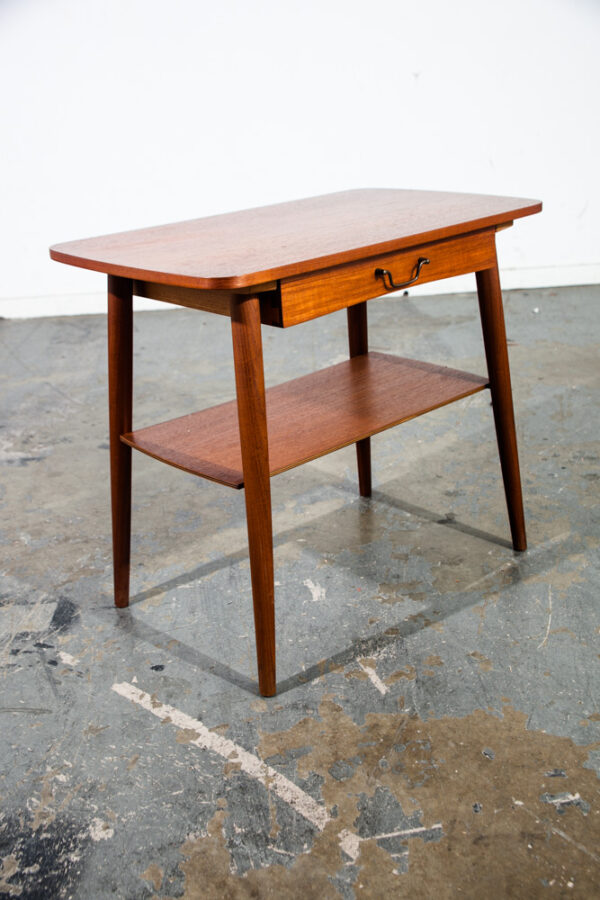 Mid Century Danish Modern Side Table End Nightstand Drawer Vintage Denmark Small Vintage Drawer Single - Image 4
