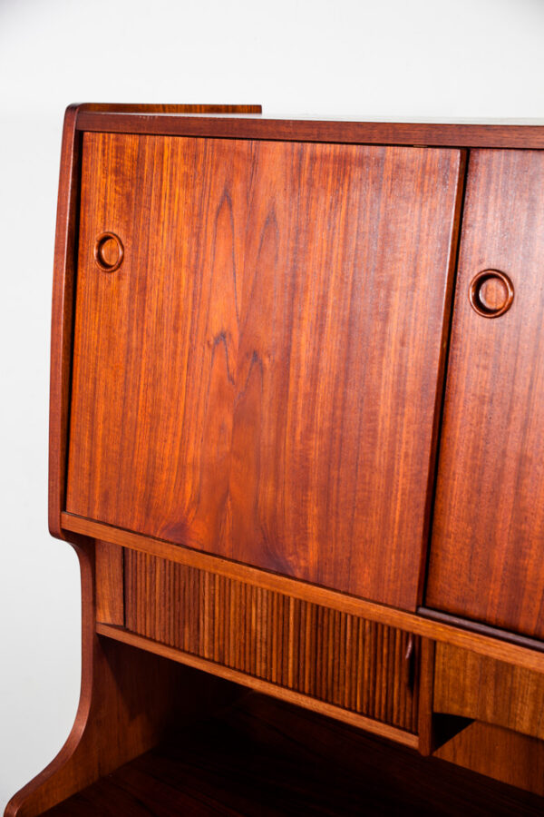 Mid Century Danish Modern Credenza Highboard Teak Oak Johannes Sorth Nexo Mobler Tambour Drawers Sliding Vintage - Image 8