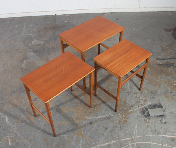 Mid Century Danish Modern Nesting Tables Hans Wegner Andreas Tuck Teak Oak Wood 3 Set Denmark Mobler Vintage - Image 9