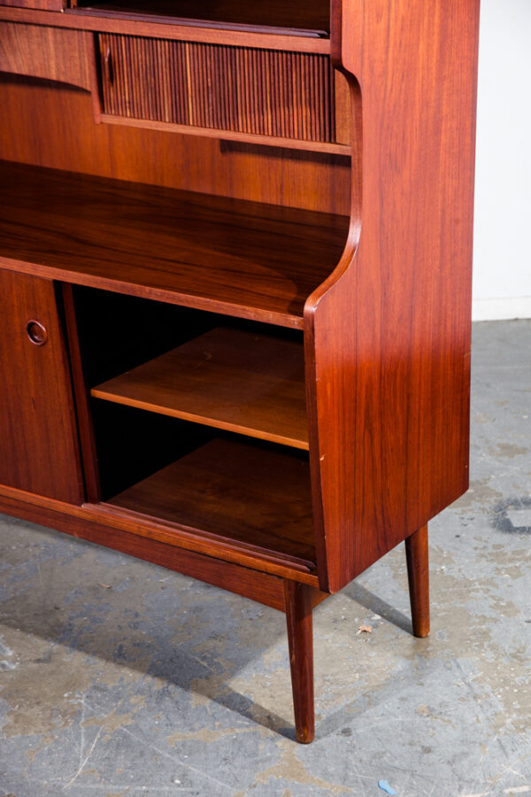 Mid Century Danish Modern Credenza Highboard Teak Oak Johannes Sorth Nexo Mobler Tambour Drawers Sliding Vintage - Image 6