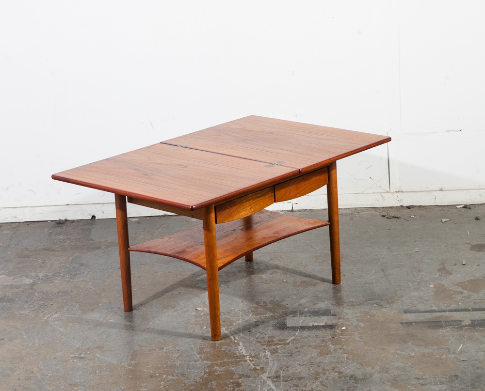Mid Century Danish Modern Side Table End Borge Mogensen Soborg Mobler Teak Oak Denmark Flip Top Expanding Coffee Nightstand