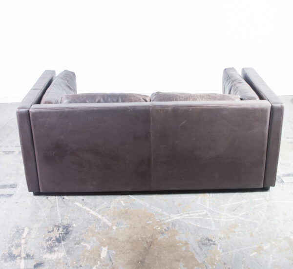 Mid Century Danish Modern Settee Sofa Set Pair Leather Niel Eilersen Black Dark Brown Denmark De Sede Vintage Two Matching Couch - Image 6