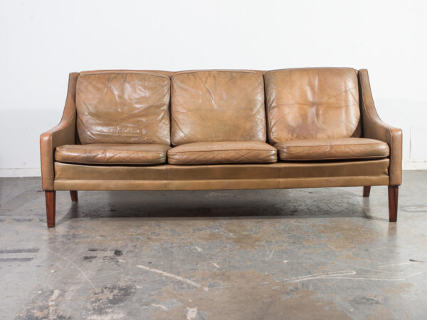 Mid Century Danish Modern Sofa Couch Leather Borge Mogensen Rosewood Denmark Mcm 3 Seater Vintage - Image 3
