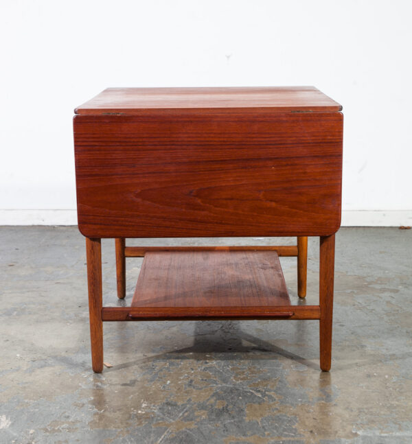 Mid Century Danish Modern Sewing Table Side Hans Wegner Adreas Tuck AT-33 Teak Oak Solid Wood Denmark Drop Leaf - Image 6