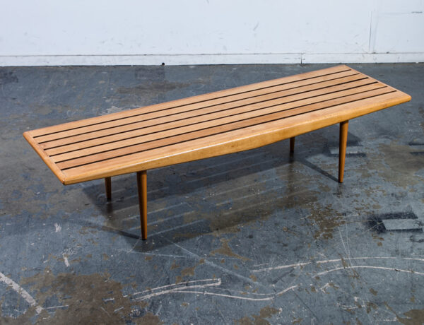 Mid Century Modern Slat Bench Coffee Table Adrian Pearsall Milo Baughman Vintage Light Wood Blonde
