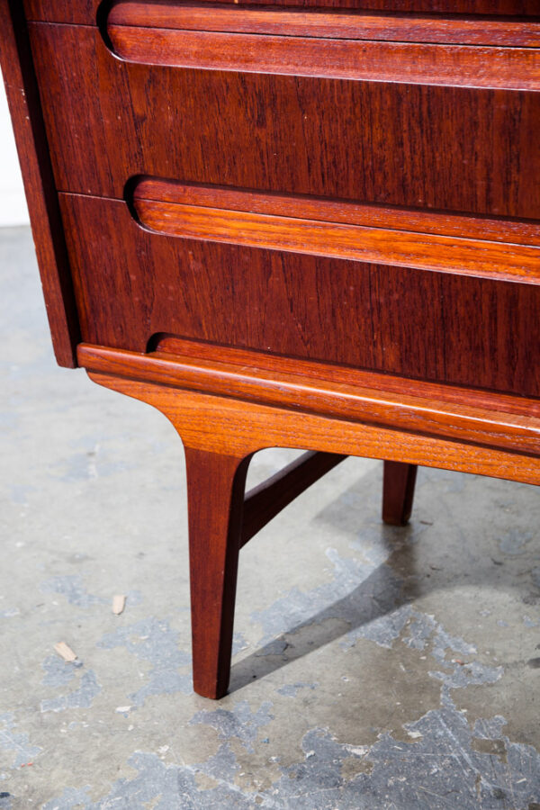 Mid Century Danish Modern Secretary Desk Teak Pull Out Drawers Office Vintage Bureau Denmark Glass Sliding Doors - Image 9