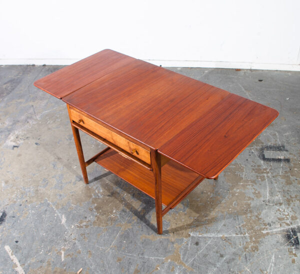 Mid Century Danish Modern Sewing Table Side Hans Wegner Adreas Tuck AT-33 Teak Oak Solid Wood Denmark Drop Leaf - Image 7