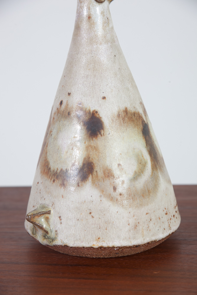 Mid Century Modern Weed Pot Ceramic Bird Signed Studio Pottery Vintage White Mcm Vase Brown - Image 7