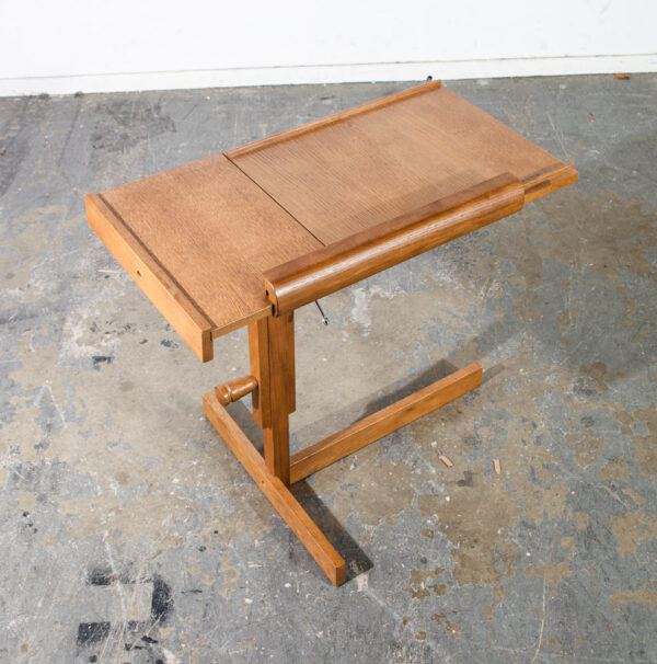 Mid Century Danish Modern Writing Desk Adjustable Solid Oak Denmark Drafting Table Levenger - Image 3