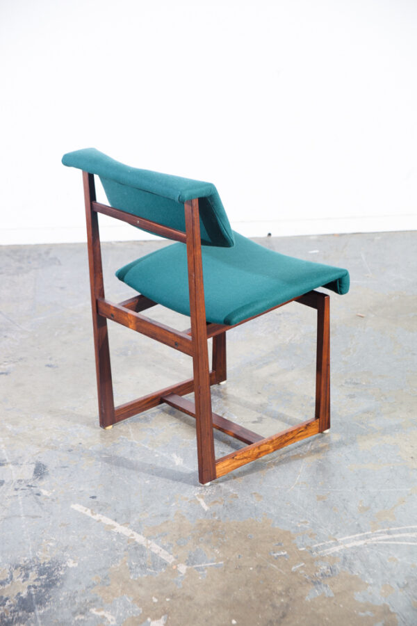 Mid Century Danish Modern Dining Chairs Set 4 Dutch Brazilian Rosewood Wood Floating Seats Green Vintage Re-upholstered - Image 11