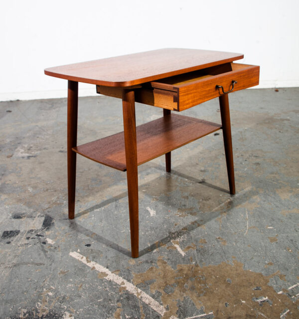 Mid Century Danish Modern Side Table End Nightstand Drawer Vintage Denmark Small Vintage Drawer Single - Image 3