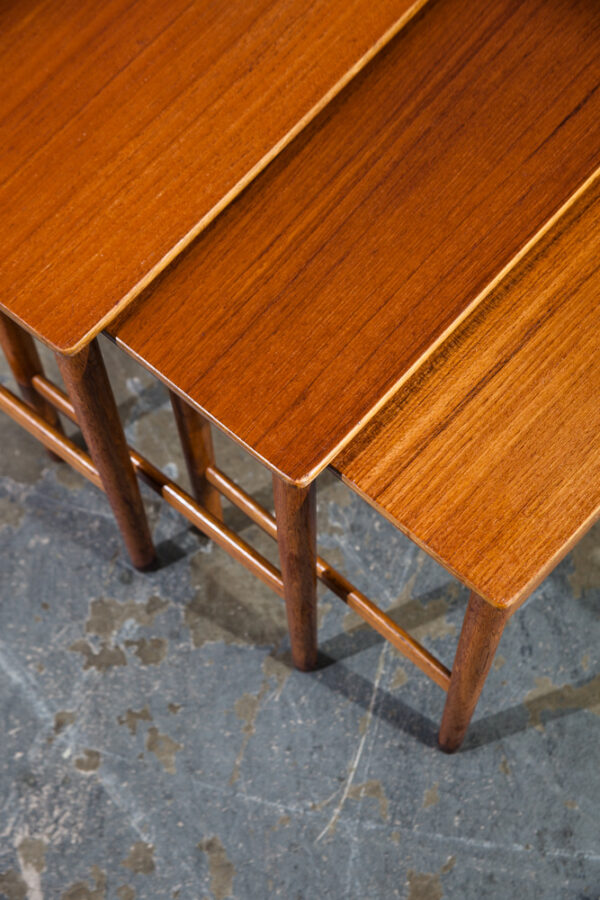 Mid Century Danish Modern Nesting Tables Hans Wegner Andreas Tuck Teak Oak Wood 3 Set Denmark Mobler Vintage - Image 11