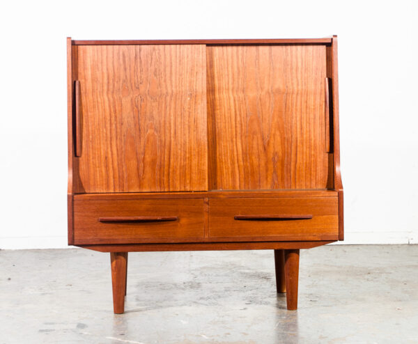 Mid Century Danish Modern Hutch Credenza Compact Teak Drawers Small Denmark Mcm Vintage Bar Storage - Image 8