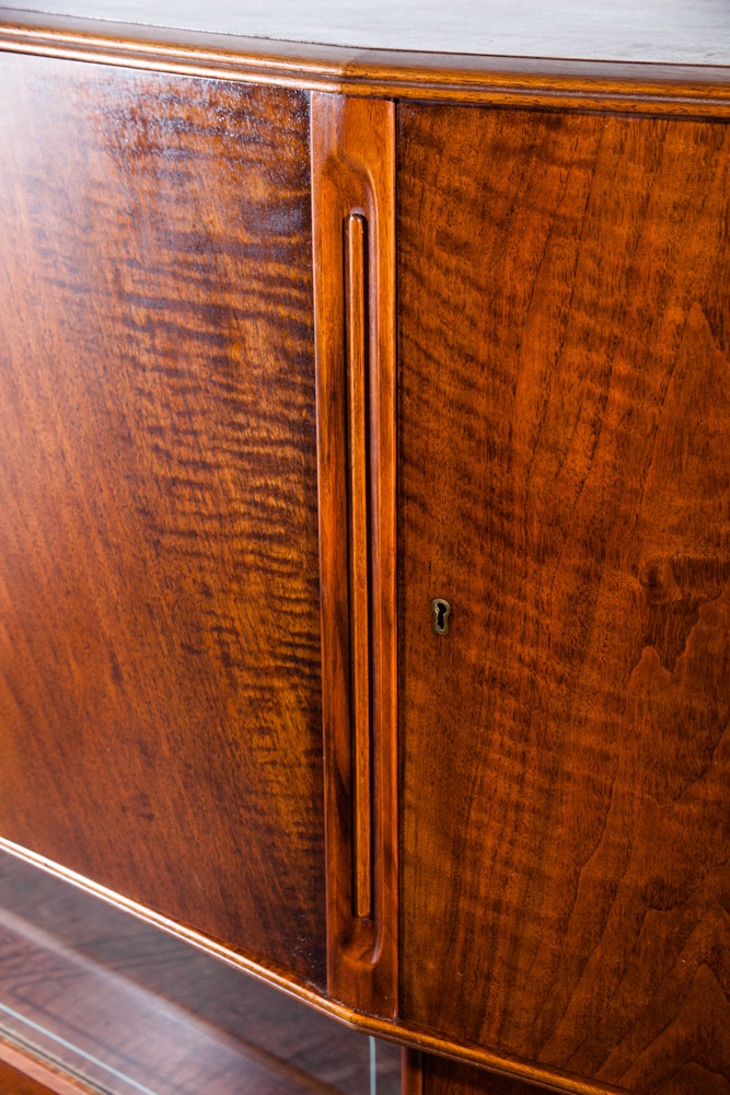 Mid Century Danish Modern Credenza 2 Tier Figured Teak Sideboard Large Monumental Double Denmark Custom Unique Design - Image 7