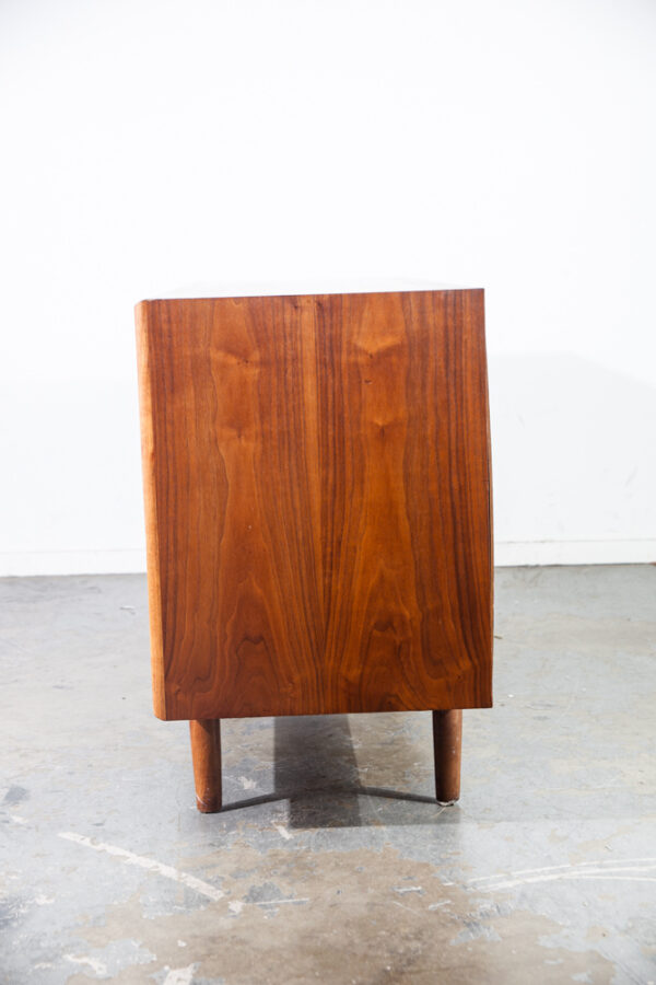 Mid Century Modern Credenza Sideboard Drexel Parallel Tambour Door Barney Flagg Walnut Restored Record Cabinet Storage Tambour Door - Image 7