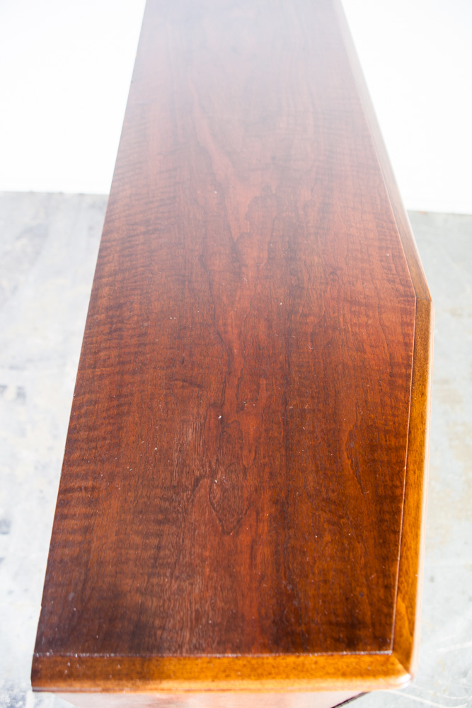 Mid Century Danish Modern Credenza 2 Tier Figured Teak Sideboard Large Monumental Double Denmark Custom Unique Design - Image 5